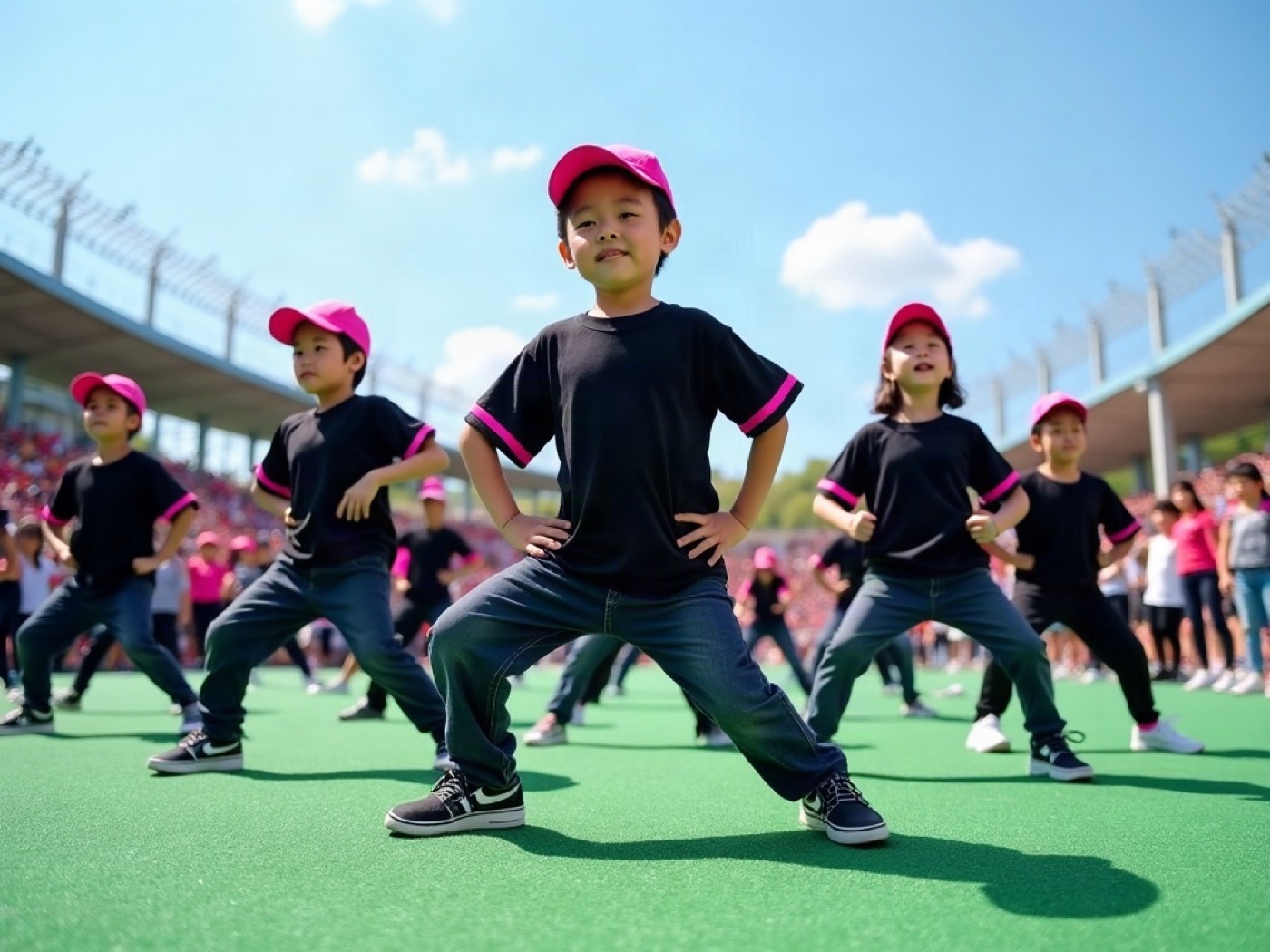 大沼陸上競技場で踊る春日部ダンススクールのキッズダンス（イメージ）