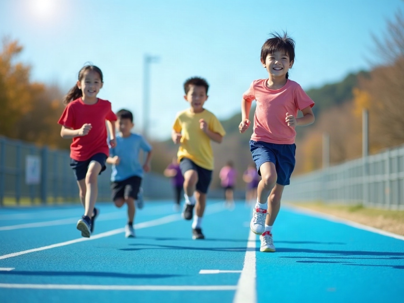 大沼陸上競技場の全天候型トラックを走る子どもたち（イメージ）